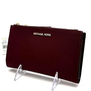 Michael Kors Large Double Zip Wallet Wristlet Dark Cherry (NWT)